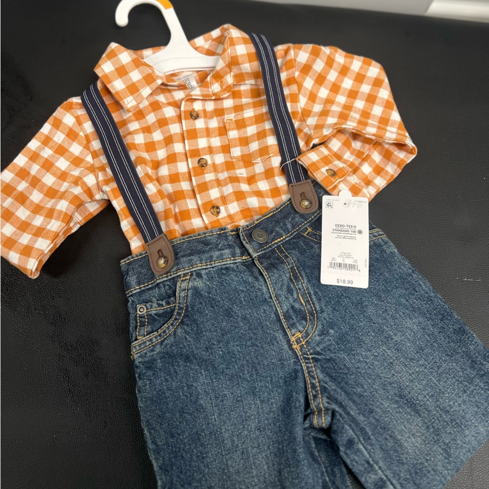 Carter’s 2-Piece Plaid Button Up & Denim Set 12m-Boys
